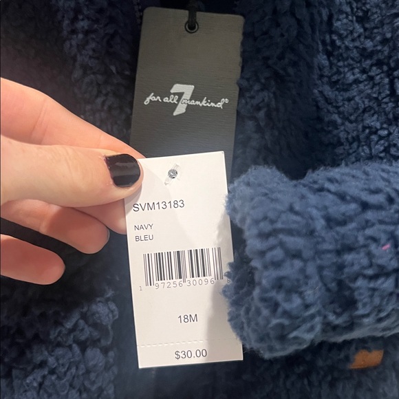 7 For All Mankind Deep Blue Fuzzy Jacket - Picture 2 of 4